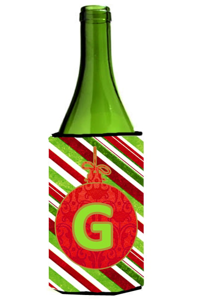 Picture of Carolines Treasures CJ1039-GLITERK Christmas Ornament Holiday Initial Letter G Wine Bottle  Hugger