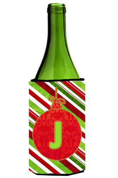 Picture of Carolines Treasures CJ1039-JLITERK Christmas Ornament Holiday Initial Letter J Wine Bottle  Hugger