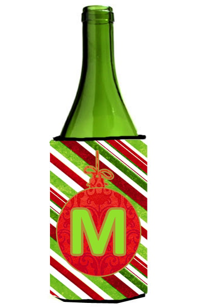 Picture of Carolines Treasures CJ1039-MLITERK Christmas Ornament Holiday Initial Letter M Wine Bottle  Hugger