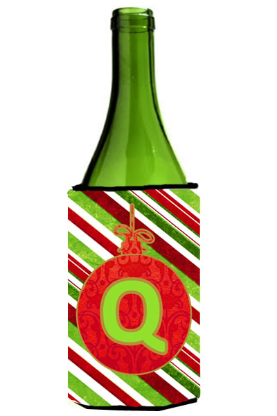 Picture of Carolines Treasures CJ1039-QLITERK Christmas Ornament Holiday Initial Letter Q Wine Bottle  Hugger