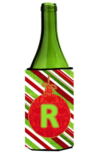 Picture of Carolines Treasures CJ1039-RLITERK Christmas Ornament Holiday Initial Letter R Wine Bottle  Hugger