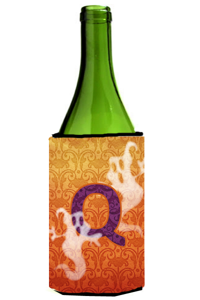 Picture of Carolines Treasures CJ1040-QLITERK Halloween Ghosts Monogram Initial Letter Q Wine Bottle  Hugger