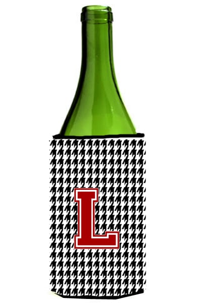 Picture of Carolines Treasures CJ1021-LLITERK Houndstooth Monogram Initial L Wine Bottle  Hugger