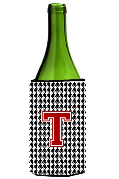 Picture of Carolines Treasures CJ1021-TLITERK Houndstooth Monogram Initial T Wine Bottle  Hugger