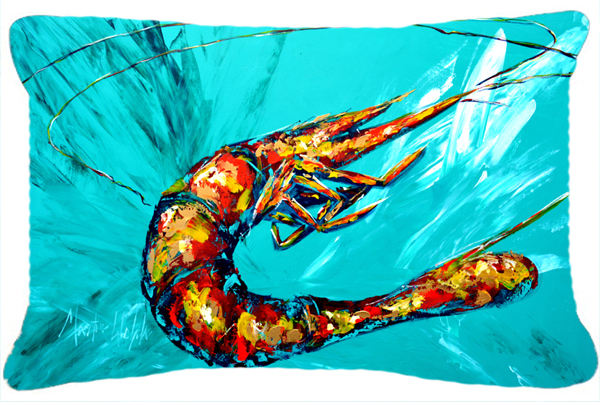 Shrimp Teal Shrimp Indoor & Outdoor Fabric Decorative Pillow