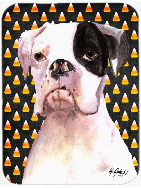 Cooper Candy Corn Boxer Halloween Glass Cutting Board - Large
