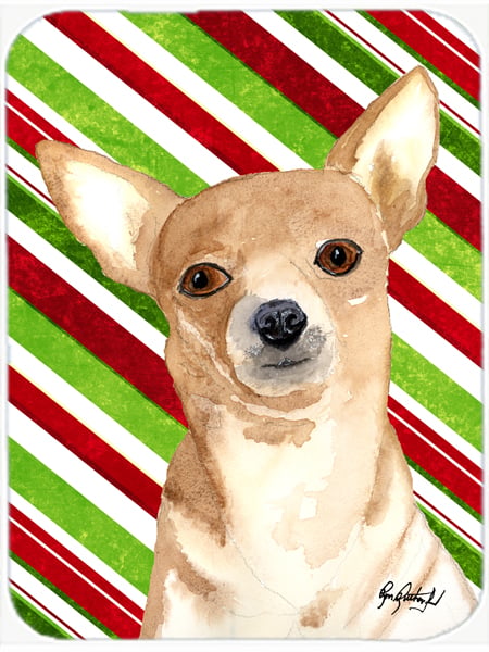 Candy Stripe Chihuahua Christmas Glass Cutting Board - Large