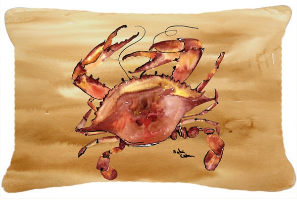 Cooked Crab Sandy Beach Indoor & Outdoor Fabric Decorative Pillow