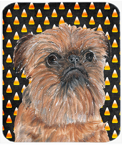Brussels Griffon Halloween Candy Corn Glass Cutting Board - Large