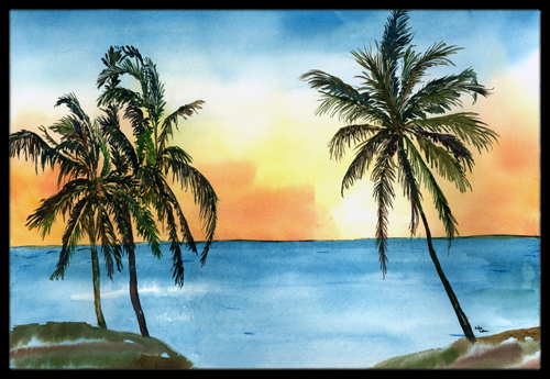 18 x 27 in. Palm Tree Scene Indoor Or Outdoor Mat