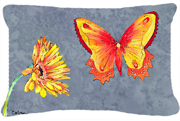 Gerber Daisy And Buttefly Indoor & Outdoor Fabric Decorative Pillow