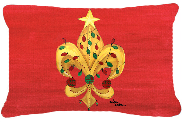 Christmas Fleur De Lis Tree With Lights Indoor & Outdoor Fabric Decorative Pillow