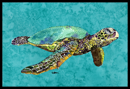 18 x 27 in. Swimming Loggerhead Turtle Indoor Or Outdoor Mat