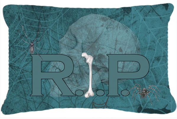 Rip Rest In Peace With Spider Web Halloween Indoor & Outdoor Fabric Decorative Pillow