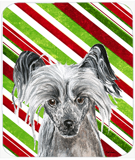 Chinese Crested Candy Cane Christmas Mouse Pad, Hot Pad Or Trivet