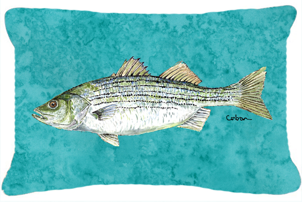 Striped Bass Fish Indoor & Outdoor Fabric Decorative Pillow
