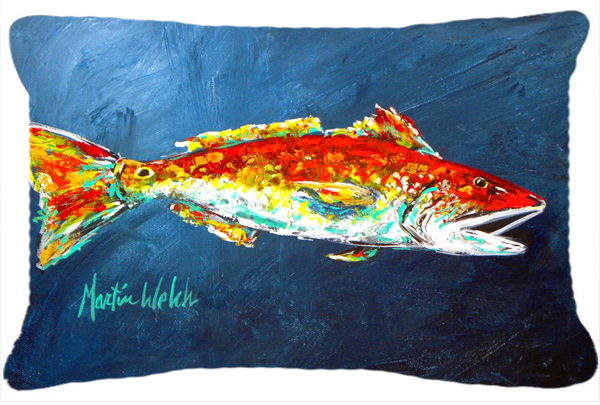 Fish - Red Fish Red For Jarett Indoor & Outdoor Fabric Decorative Pillow