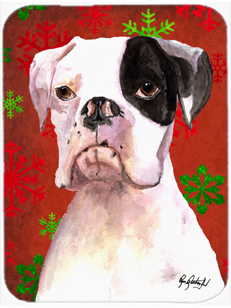 Cooper Red Snowflakes Boxer Glass Cutting Board - Large
