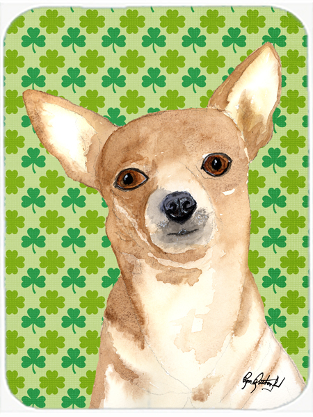 Chihuahua St Patricks Day Glass Cutting Board - Large