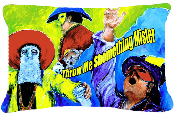 Mardi Gras Throw Me Something Mister Indoor & Outdoor Fabric Decorative Pillow