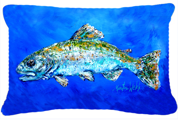 Fish Headed Downstream Indoor & Outdoor Fabric Decorative Pillow