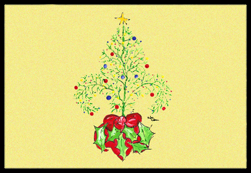 Christmas Tree Fleur de lis Indoor or Outdoor Mat