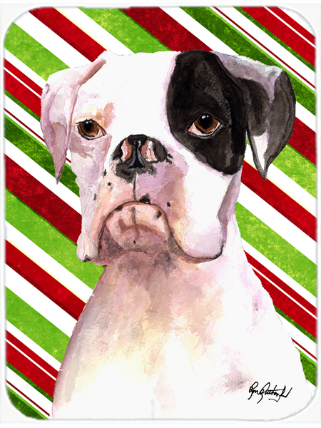 RDR3002MP 7.75 x 9.25 In. Cooper Candy Stripe Boxer Christmas Mouse Pad- Hot Pad or Trivet