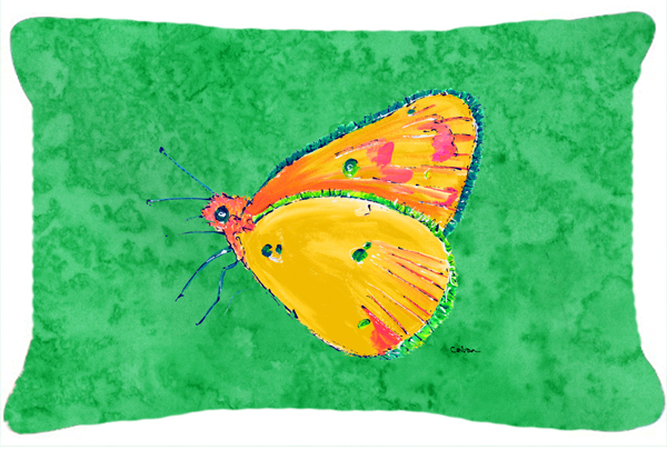 Butterfly Orange on Green Indoor & Outdoor Fabric Decorative Pillow