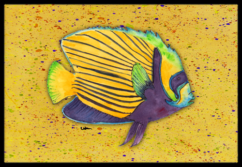 24 x 36 In. Tropical Fish on Mustard Indoor or Outdoor Mat