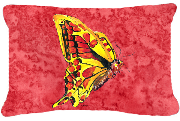 Butterfly on Red Indoor & Outdoor Fabric Decorative Pillow