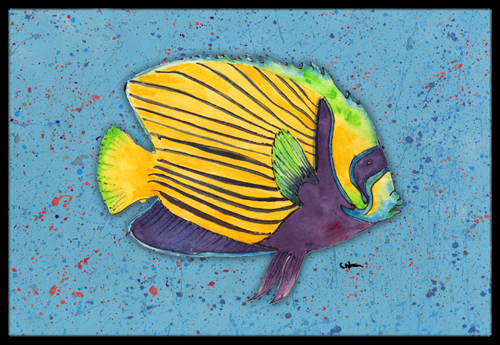 Tropical Fish on Blue Indoor or Outdoor Mat
