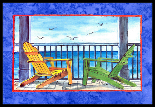 24 x 36 In. Adirondack Chairs Blue Indoor or Outdoor Mat