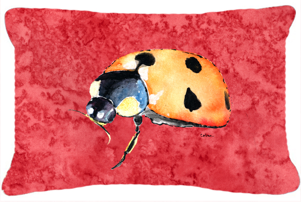 Lady Bug on Red Indoor & Outdoor Fabric Decorative Pillow
