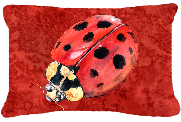 12 x 16 In. Lady Bug on Deep Red Indoor & Outdoor Fabric Decorative Pillow