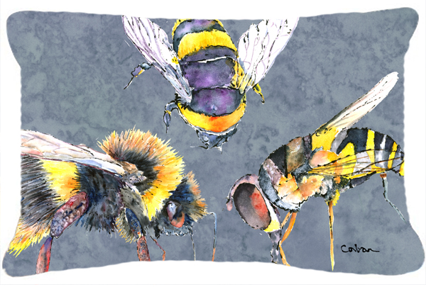 12 x 16 In. Bee Bees Times Three Indoor & Outdoor Fabric Decorative Pillow