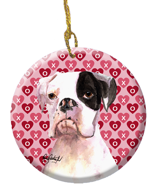 Cooper Love and Hearts Boxer Ceramic Ornament