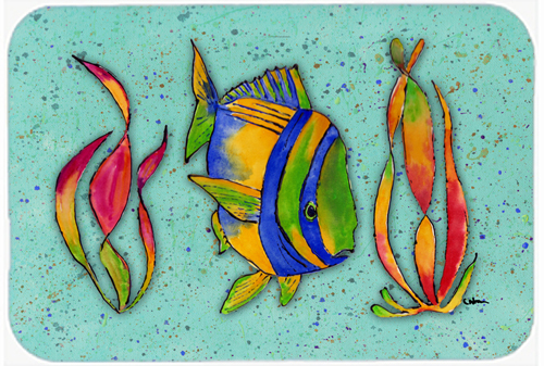 Picture of Carolines Treasures 8569LCB 15 X 12 In. Tropical Fish on Teal Glass Cutting Board Large Size