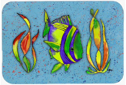 Picture of Carolines Treasures 8570LCB 15 X 12 In. Tropical Fish on Blue Glass Cutting Board Large Size