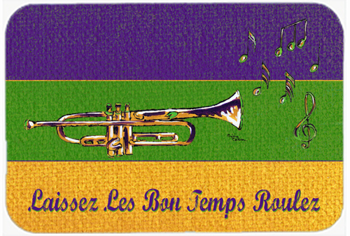 Picture of Carolines Treasures 8382LCB 15 X 12 In. Mardi Gras and Trumpet Glass Cutting Board