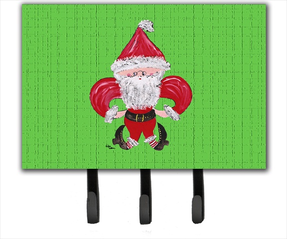 8500TH68 6 x 9 In. Christmas Fleur de lis Santa Claus Leash or Key Holder