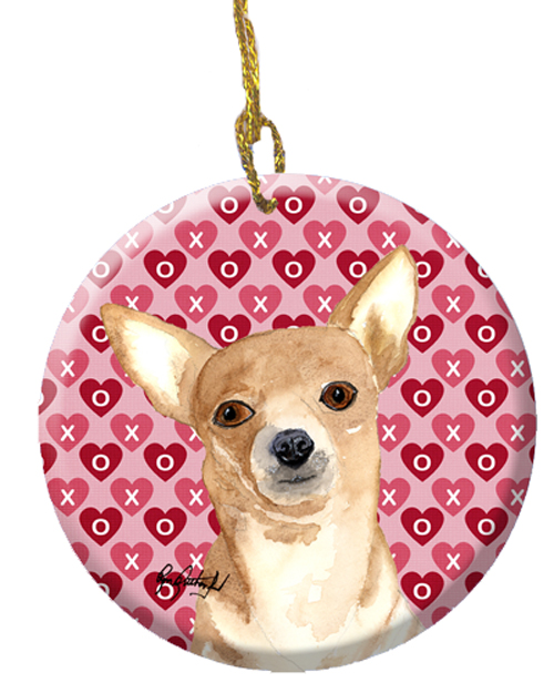 Chihuahua Love and Hearts Ceramic Ornament