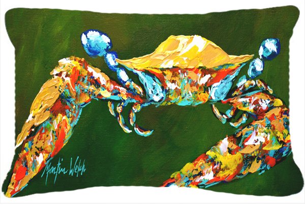 Go Green Crab Indoor & Outdoor Fabric Decorative Pillow