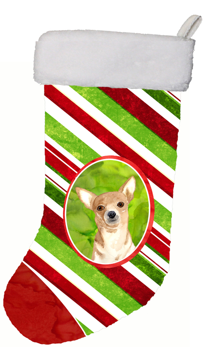 11 x 18 In. Candy Stripe Chihuahua Christmas Christmas Stocking