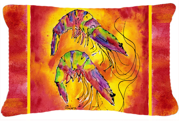 Bright Shrimp on Red Indoor & Outdoor Fabric Decorative Pillow