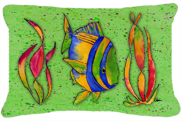Tropical Fish on Green Indoor & Outdoor Fabric Decorative Pillow