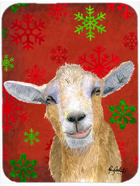 Red Snowflakes Goat Christmas Glass Cutting Board Large Size