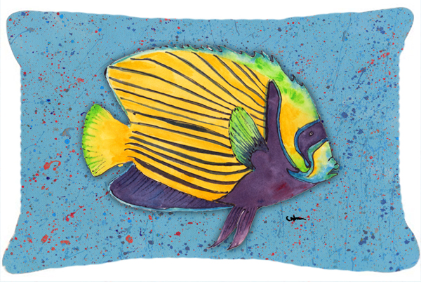 Tropical Fish on Blue Indoor & Outdoor Fabric Decorative Pillow