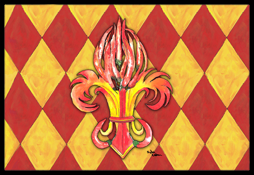 18 x 27 In. Peppers Fleur de lis Indoor or Outdoor Mat