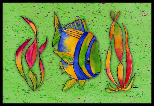 Tropical Fish on Green Indoor or Outdoor Mat