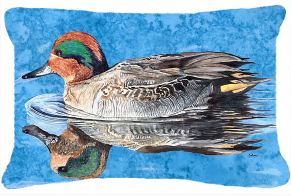Teal Duck Indoor & Outdoor Fabric Decorative Pillow
